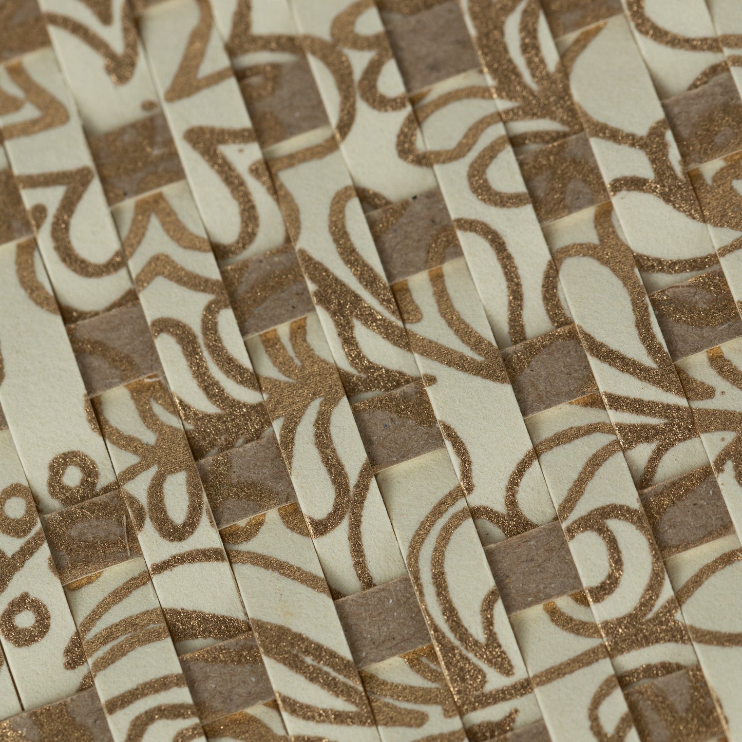 Card floral print M/3 woven ppr 4.25x6 cream/gold