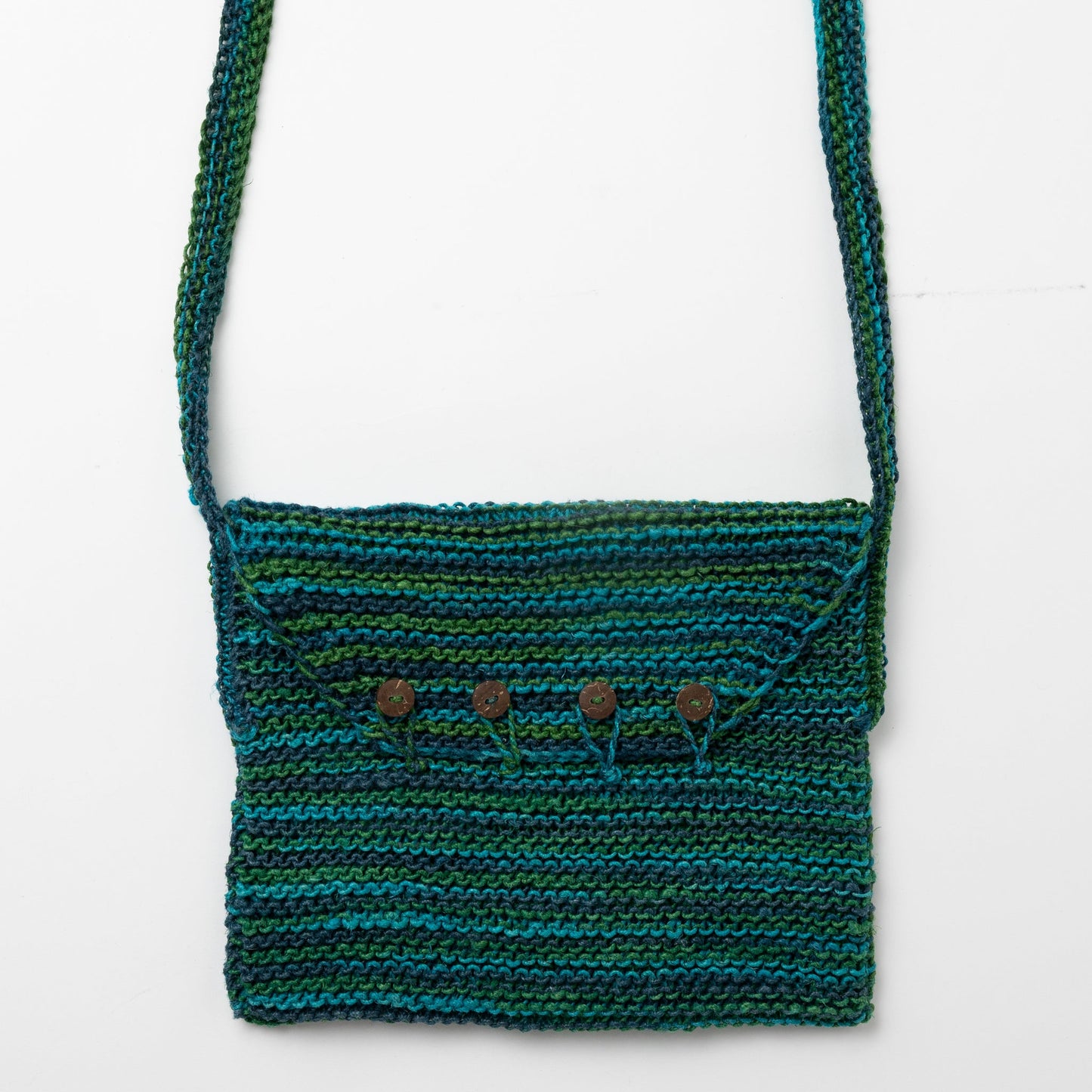 Bag crossbody knit hemp 10Wx8H blue/green