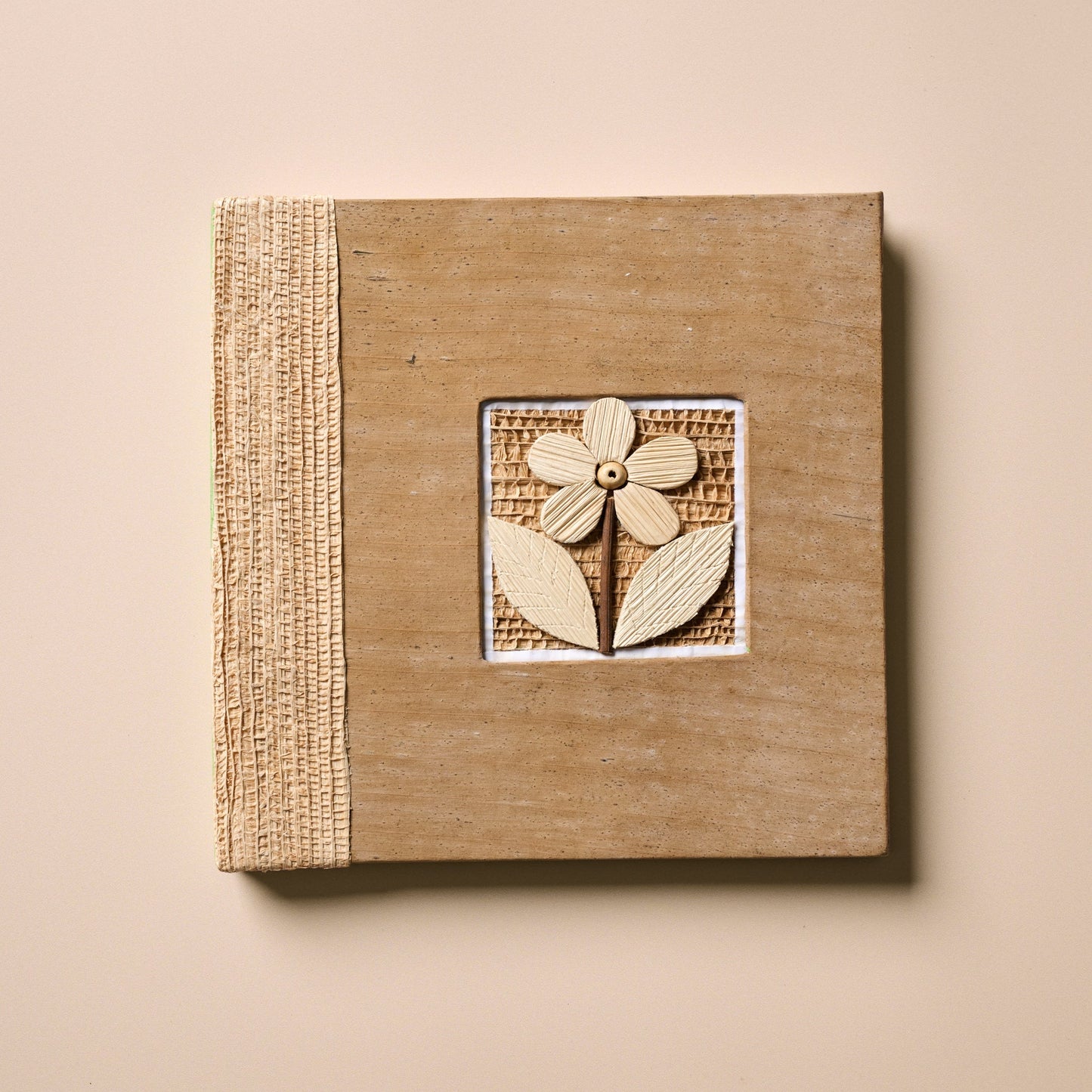 Journal sq w/flower ppr/b-leaf 7sq green/tan/asst