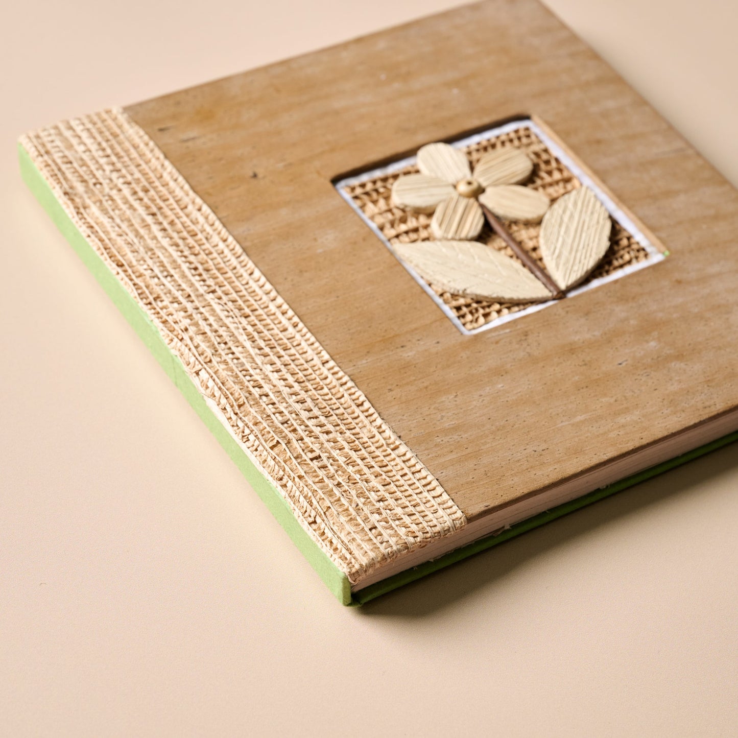 Journal sq w/flower ppr/b-leaf 7sq green/tan/asst