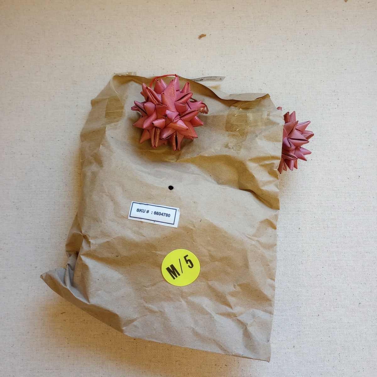 Ornament ball M/5 folded palm leaves 3D pinks