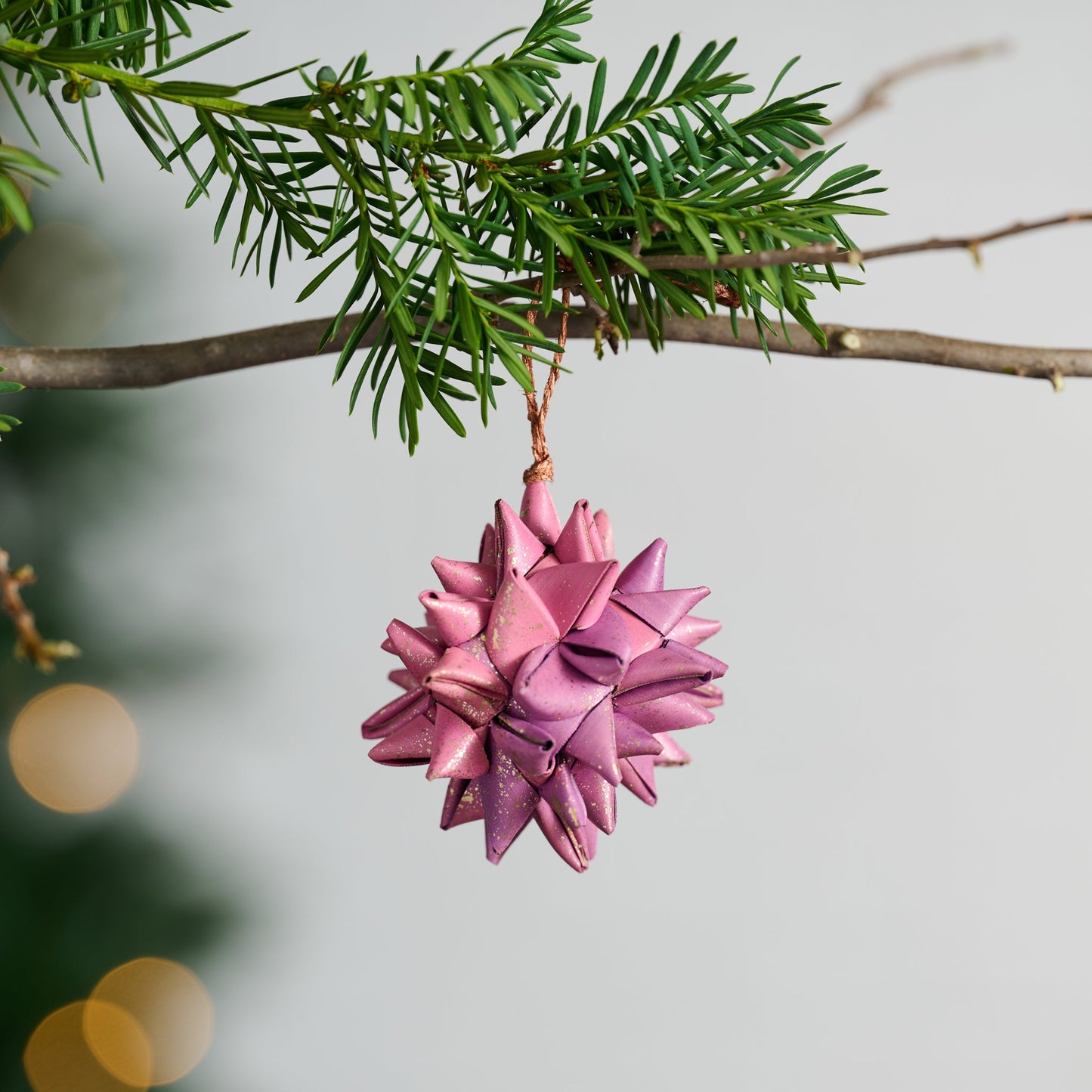 Ornament ball M/5 folded palm leaves 3D pinks