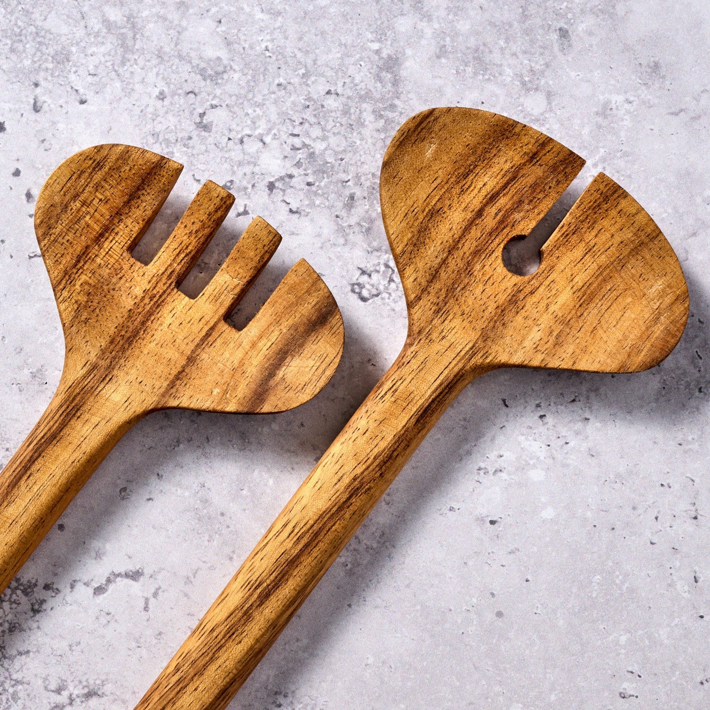Salad servers long skinny S/2 albesia wood 12L nat