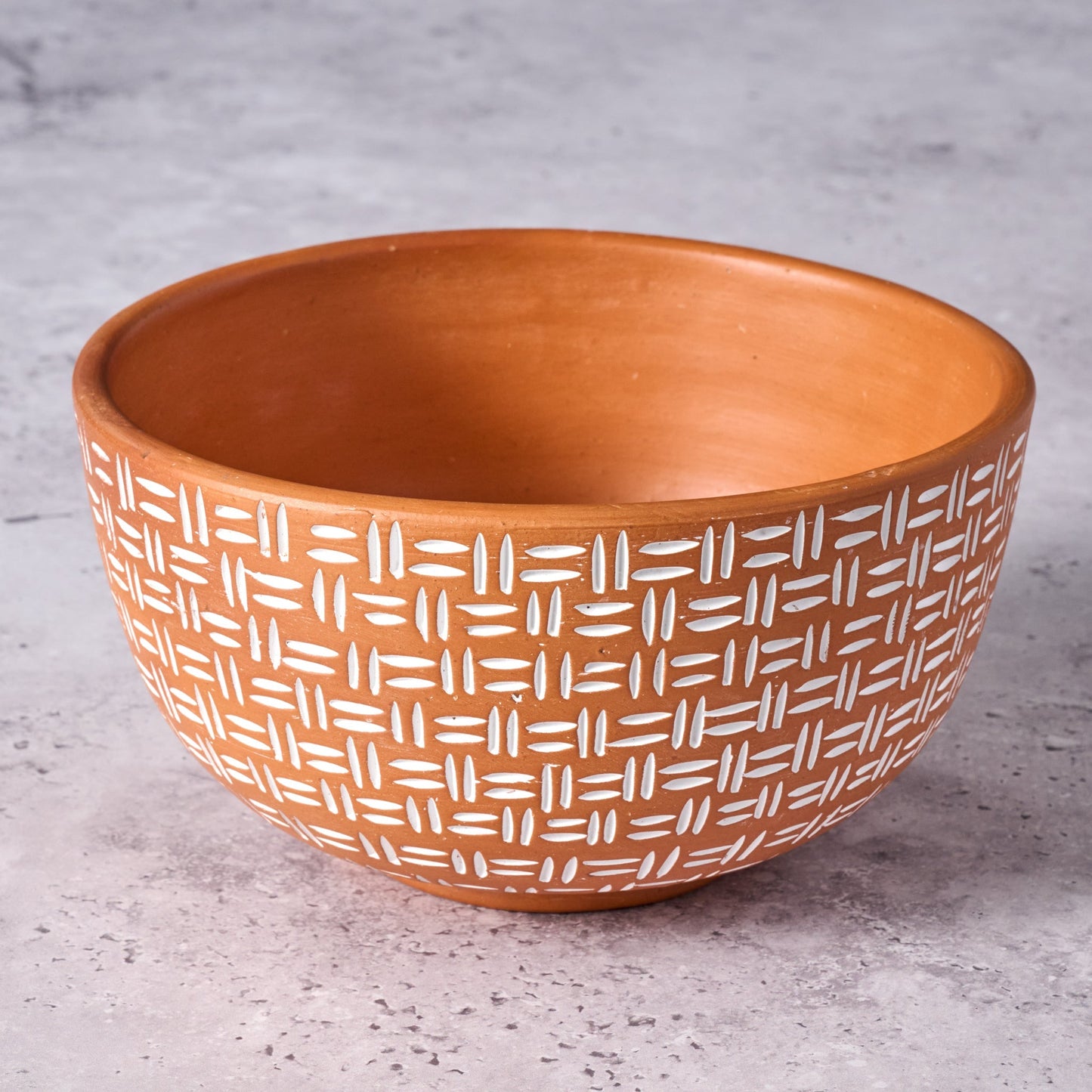 Bowl lattice lines terracotta 8Sx4.25H nat/white