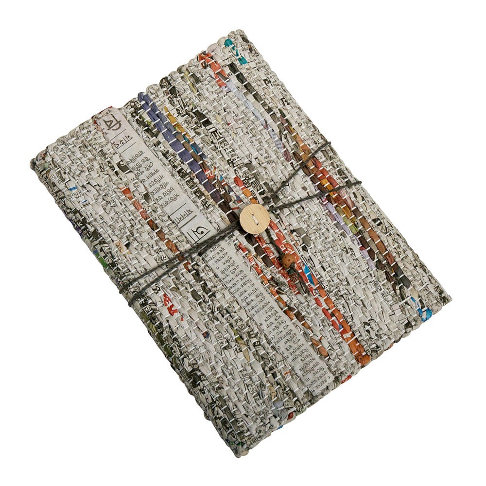 Journal w/tie recyc newspaper 8.5x6 multi
