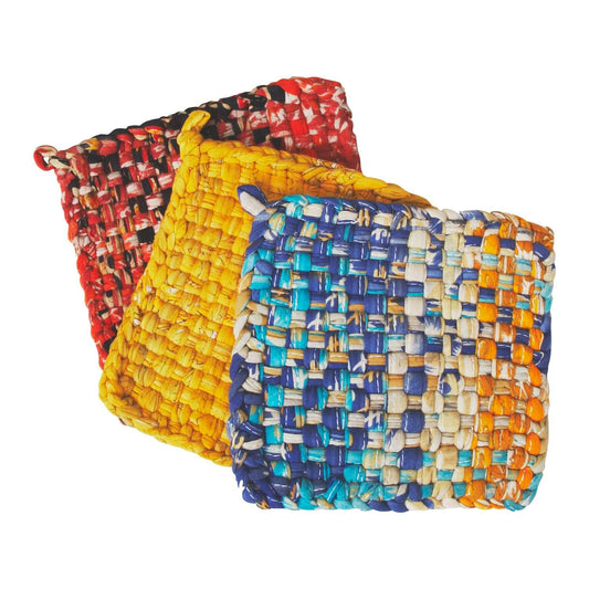 Hot mats s/3 recyc sari 6sq asst