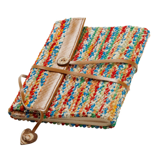 Journal woven sari/lthr 8x6 asst/brown