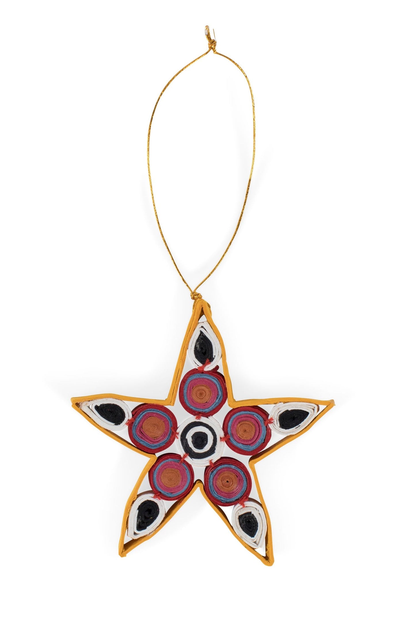 Ornament star M/5 quilled paper 3D yellow/multi