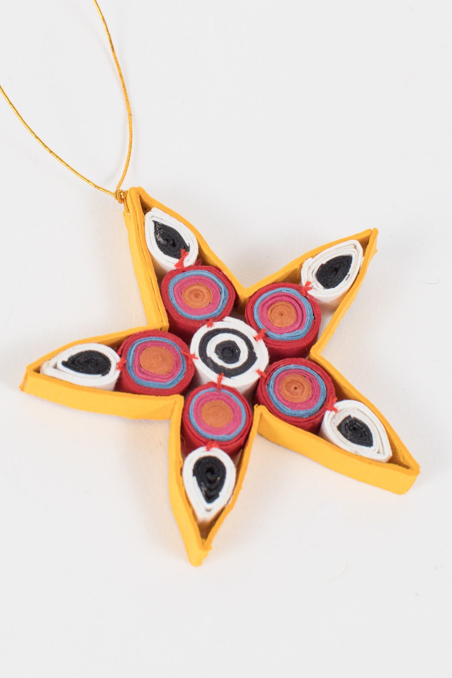 Ornament star M/5 quilled paper 3D yellow/multi