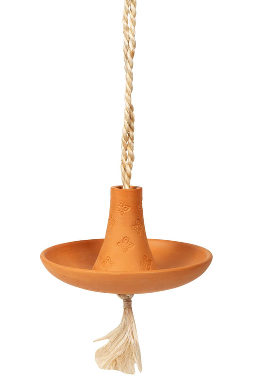 Bird feeder hanging t-cotta/jute 6H/38H t-cotta