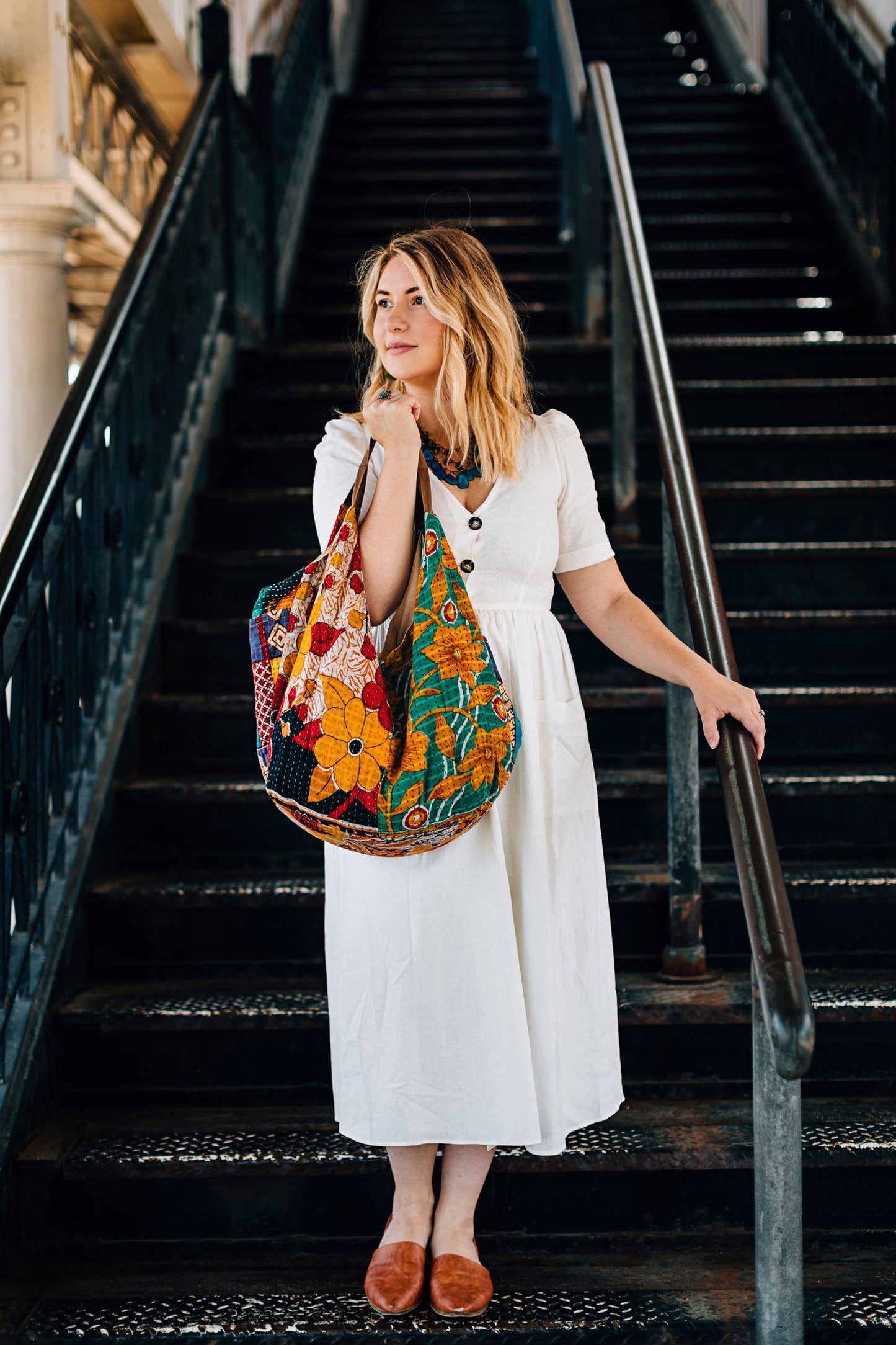 Bag slouchy recyc sari assorted