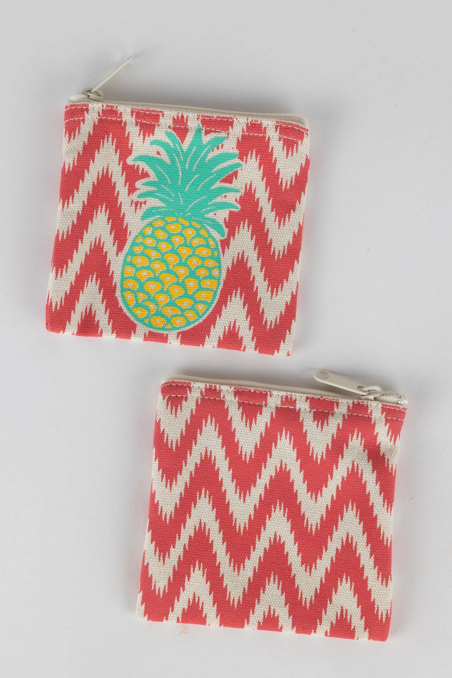 Coin purse pineapple M/3 cotton 4x4 aqua/coral/yel