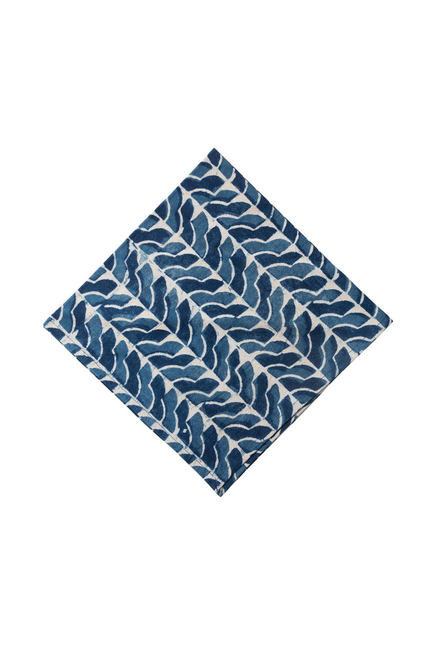 Napkin uniform geo pattern M/4 cttn 20sq blu/wht