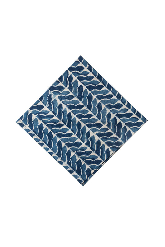 Napkin uniform geo pattern M/4 cttn 20sq blu/wht