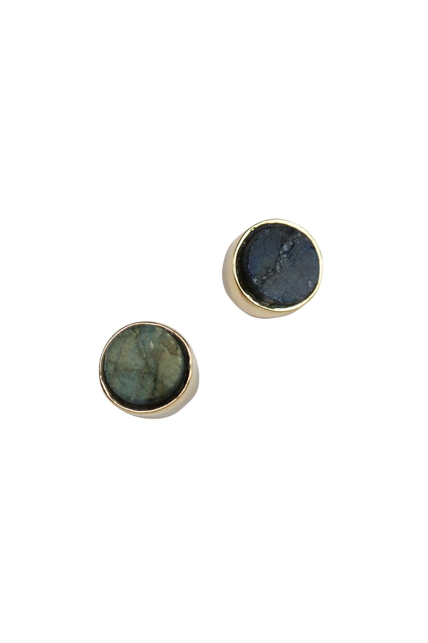 Earrings post circle labradorite/mtl .25D gld/gray