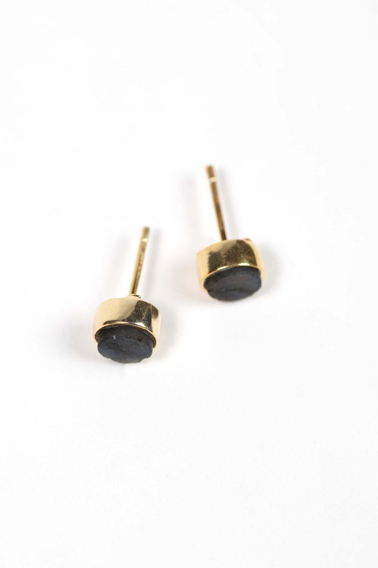 Earrings post circle labradorite/mtl .25D gld/gray