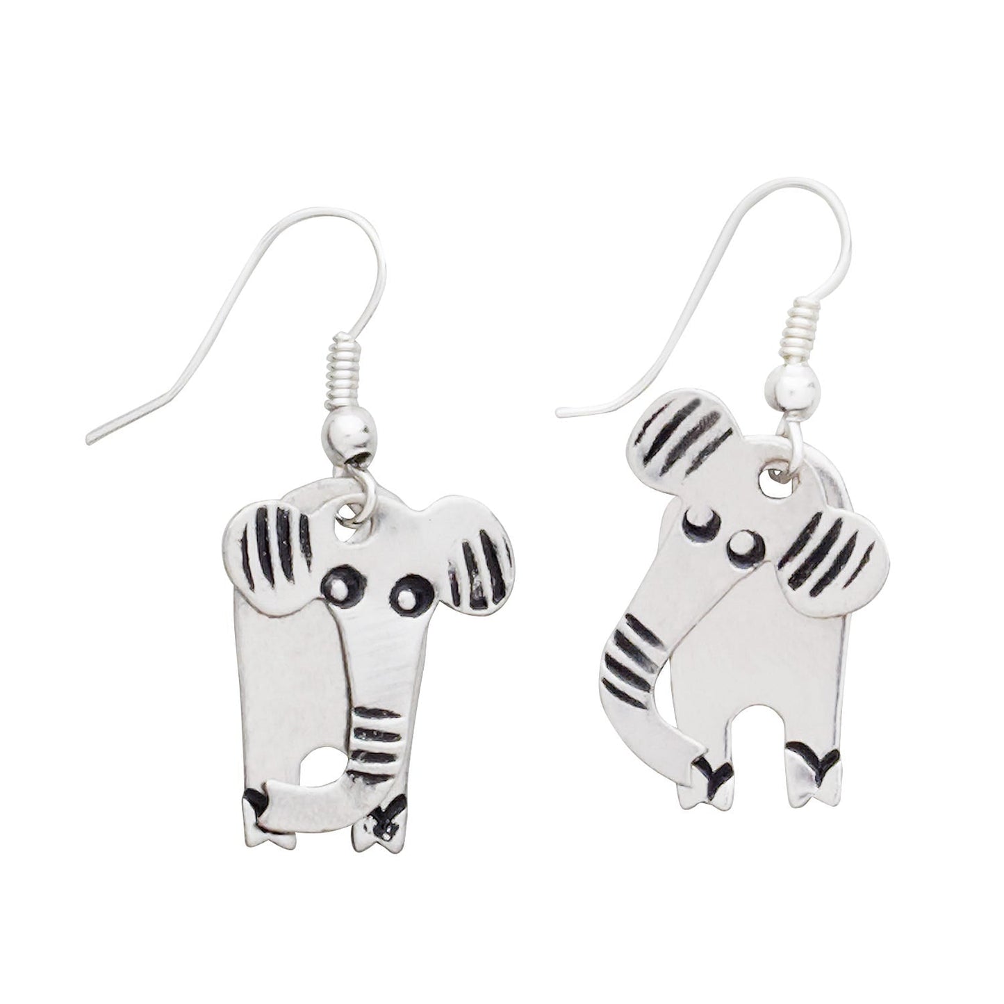 Earrings elephant white mtl 1.5L silv