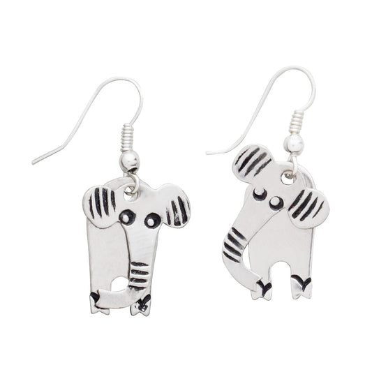 Earrings elephant white mtl 1.5L silv