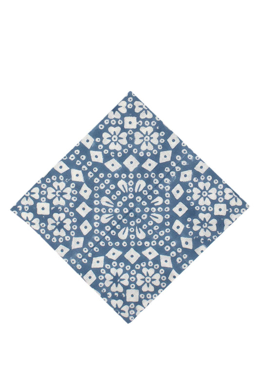 Napkin geo mosaic M/4 cotton 20x20 blue/white