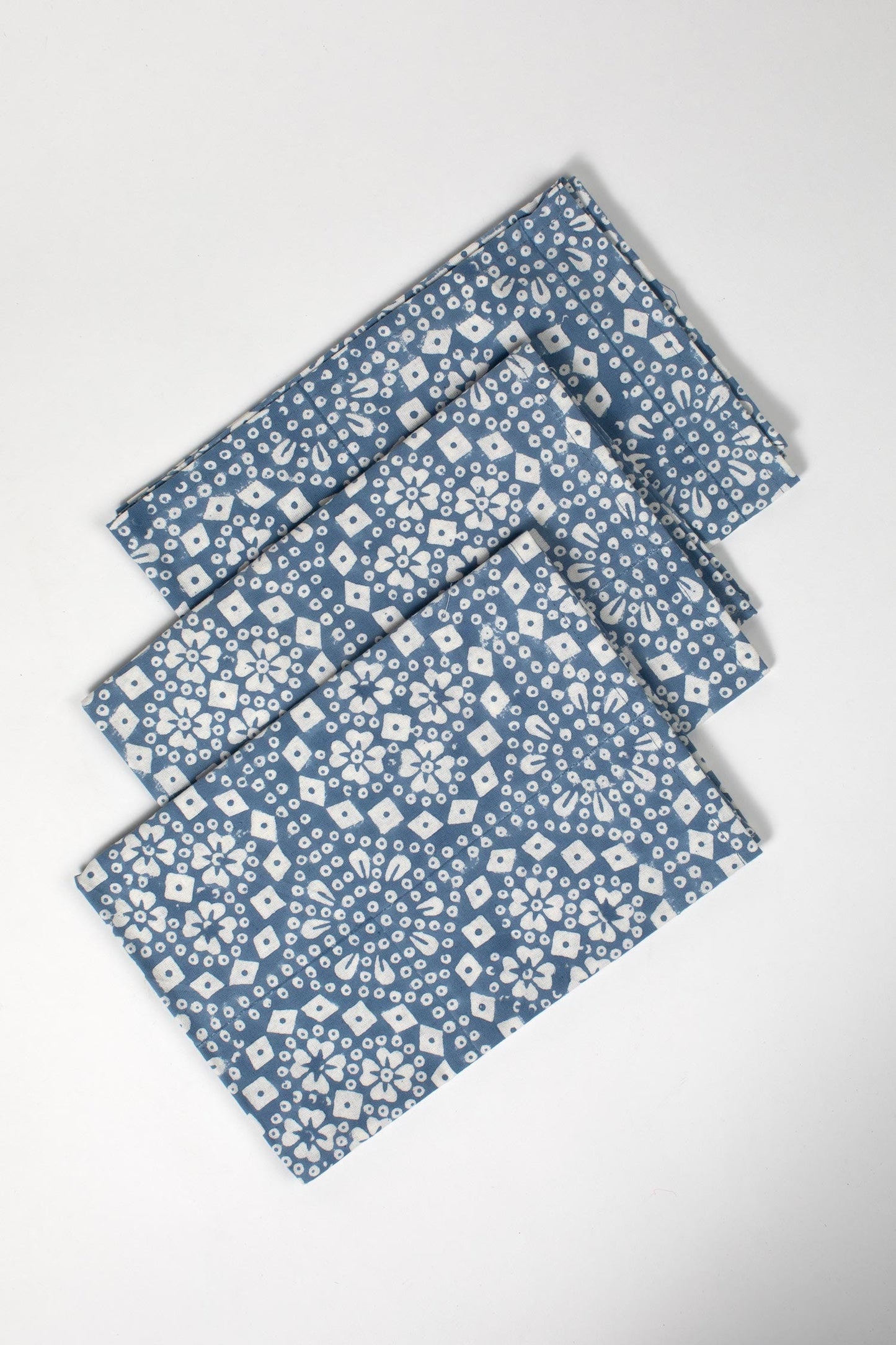 Napkin geo mosaic M/4 cotton 20x20 blue/white