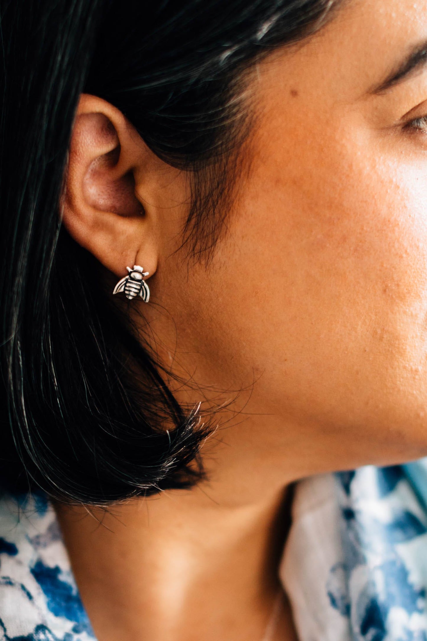 Earrings posts bee brass .5D silver