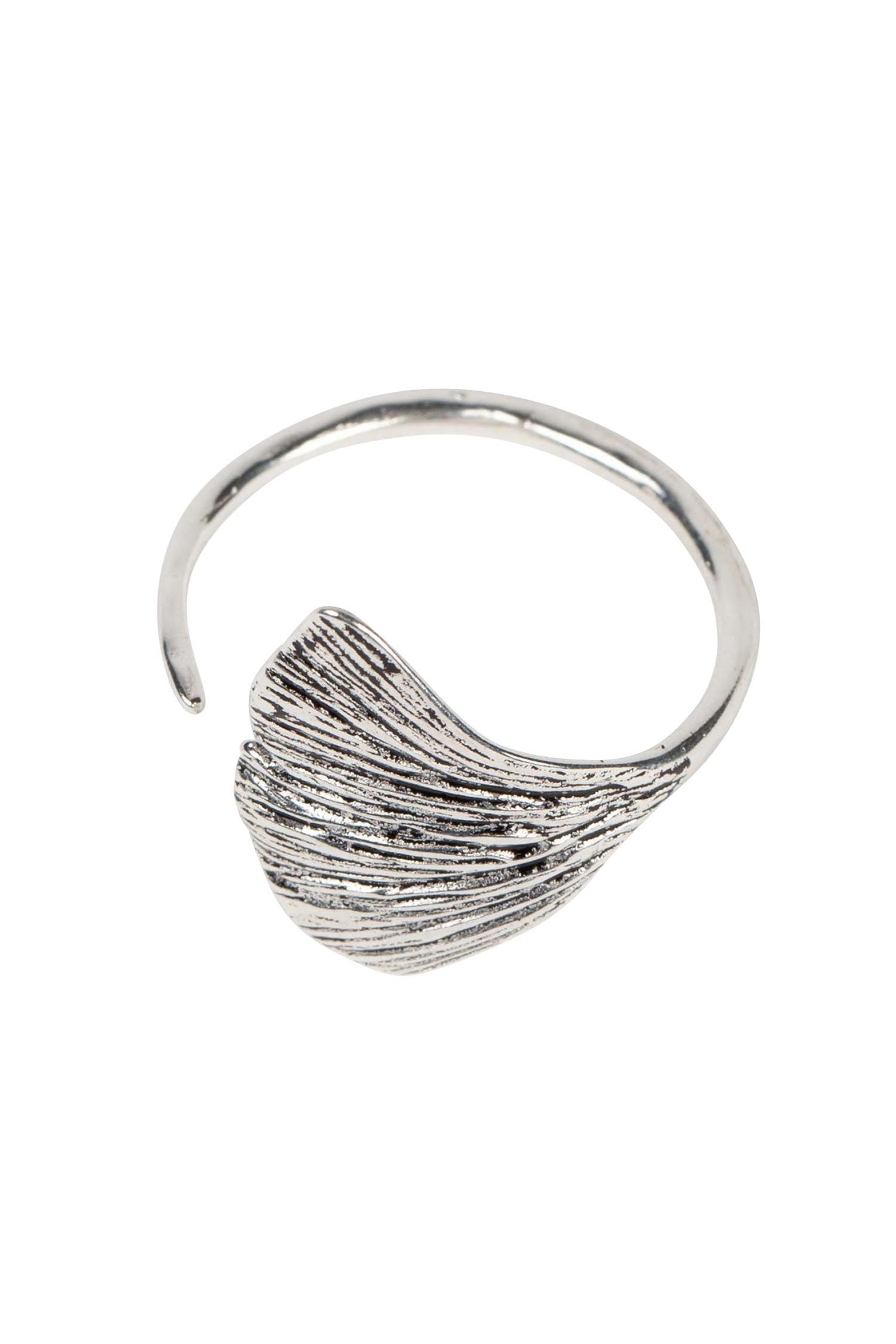 Ring cuff ginkgo leaf oxidized brass silv/blk