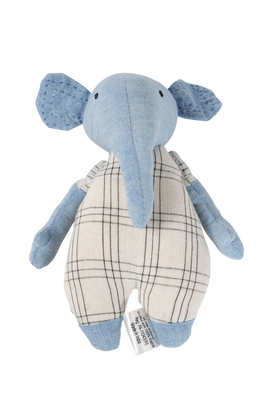 Elephant w/adoption card stuffed cotton 7H blu/wht