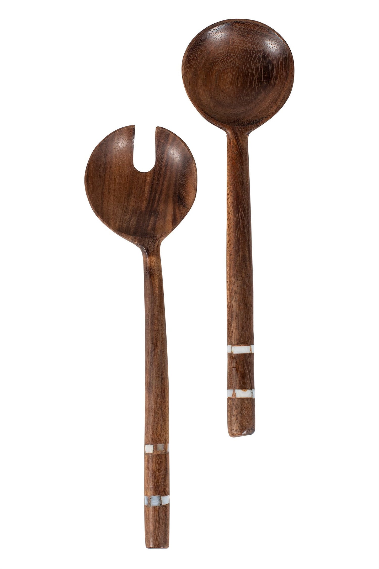 Servers spoon/fork inlay handle wood/shell 12L nat