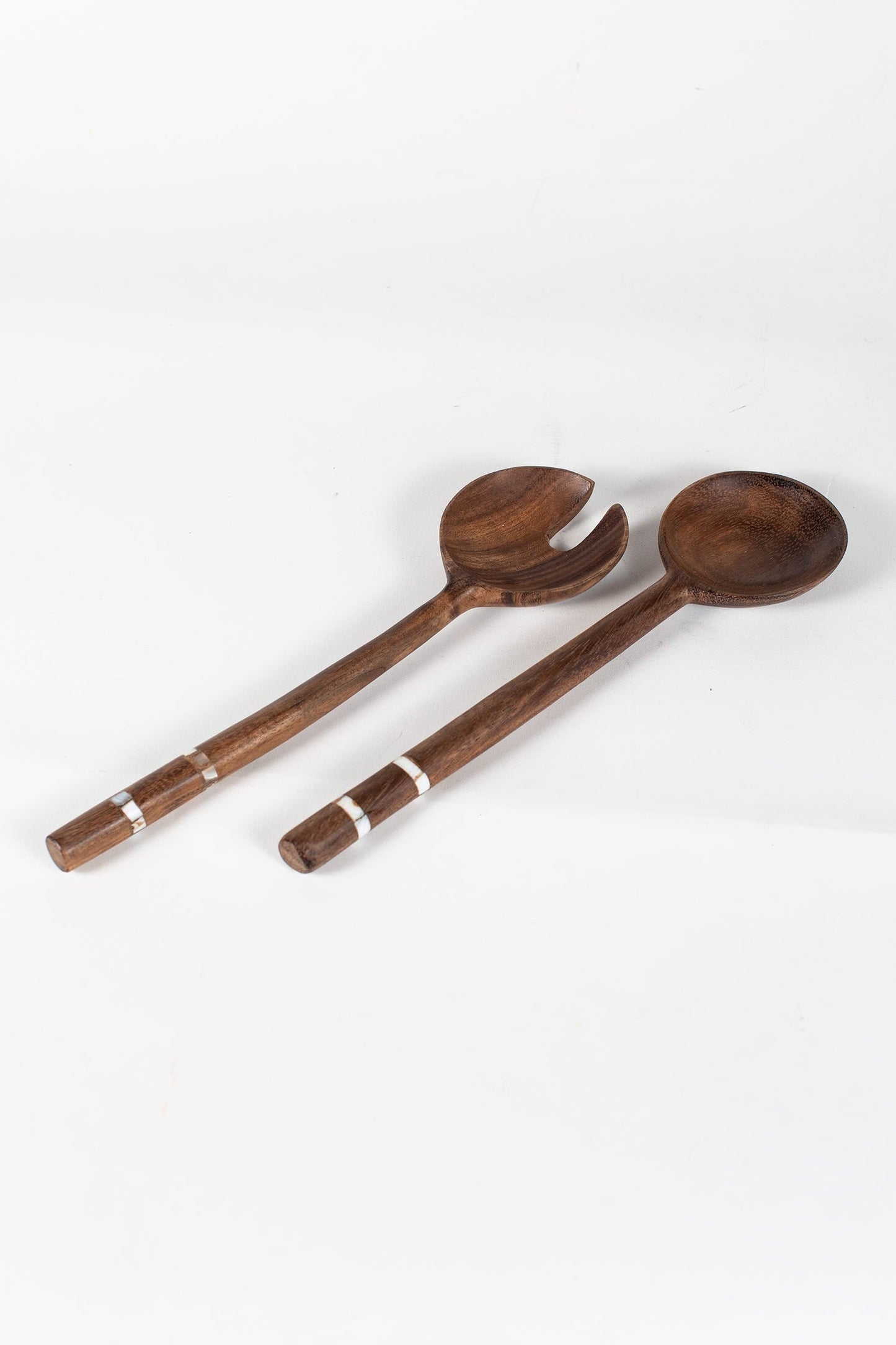 Servers spoon/fork inlay handle wood/shell 12L nat
