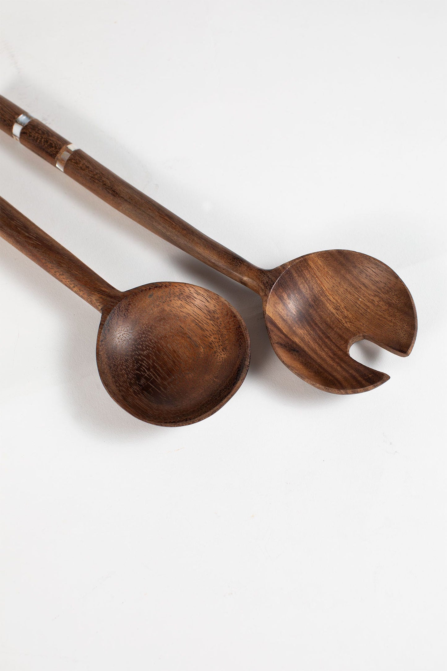 Servers spoon/fork inlay handle wood/shell 12L nat