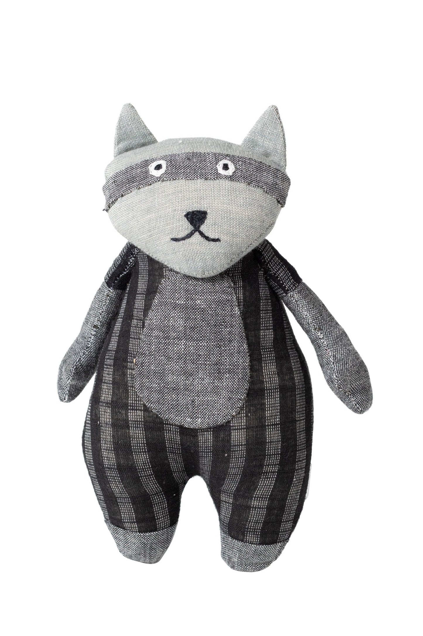 Raccoon w/adoption card stuffed cotton 7H gray/blk