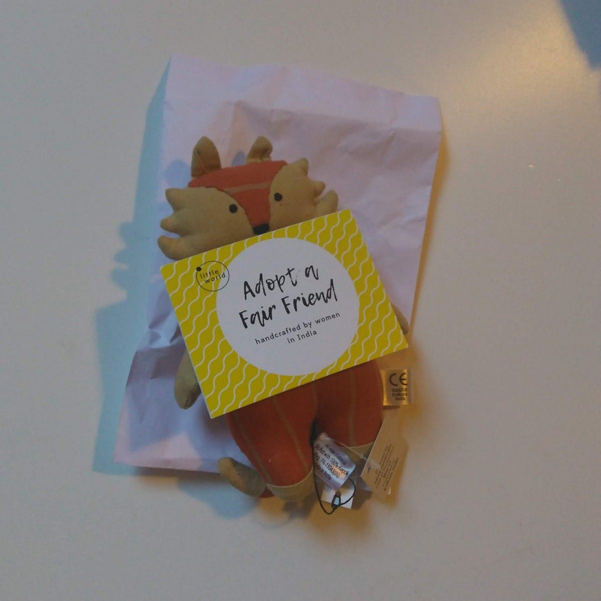 Fox w/adoption card stuffed cotton 7H tan/rust
