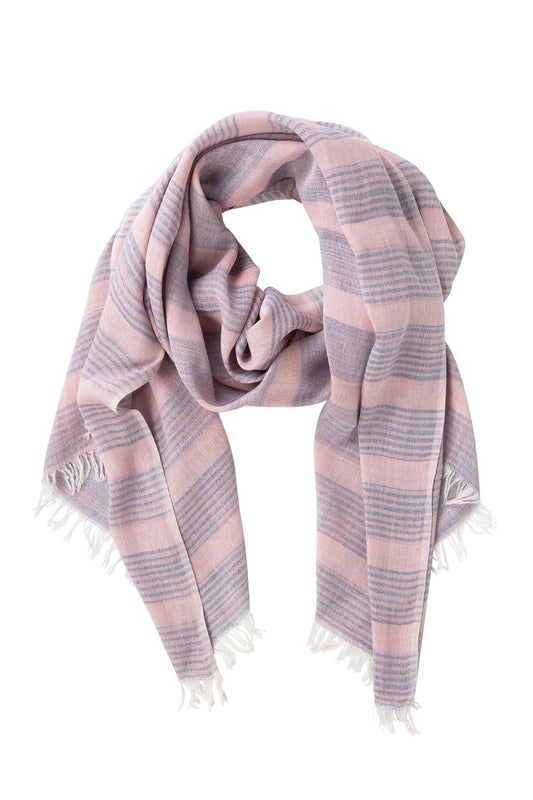Scarf lightweight mini stripes bb 72Lx28W pk/blu