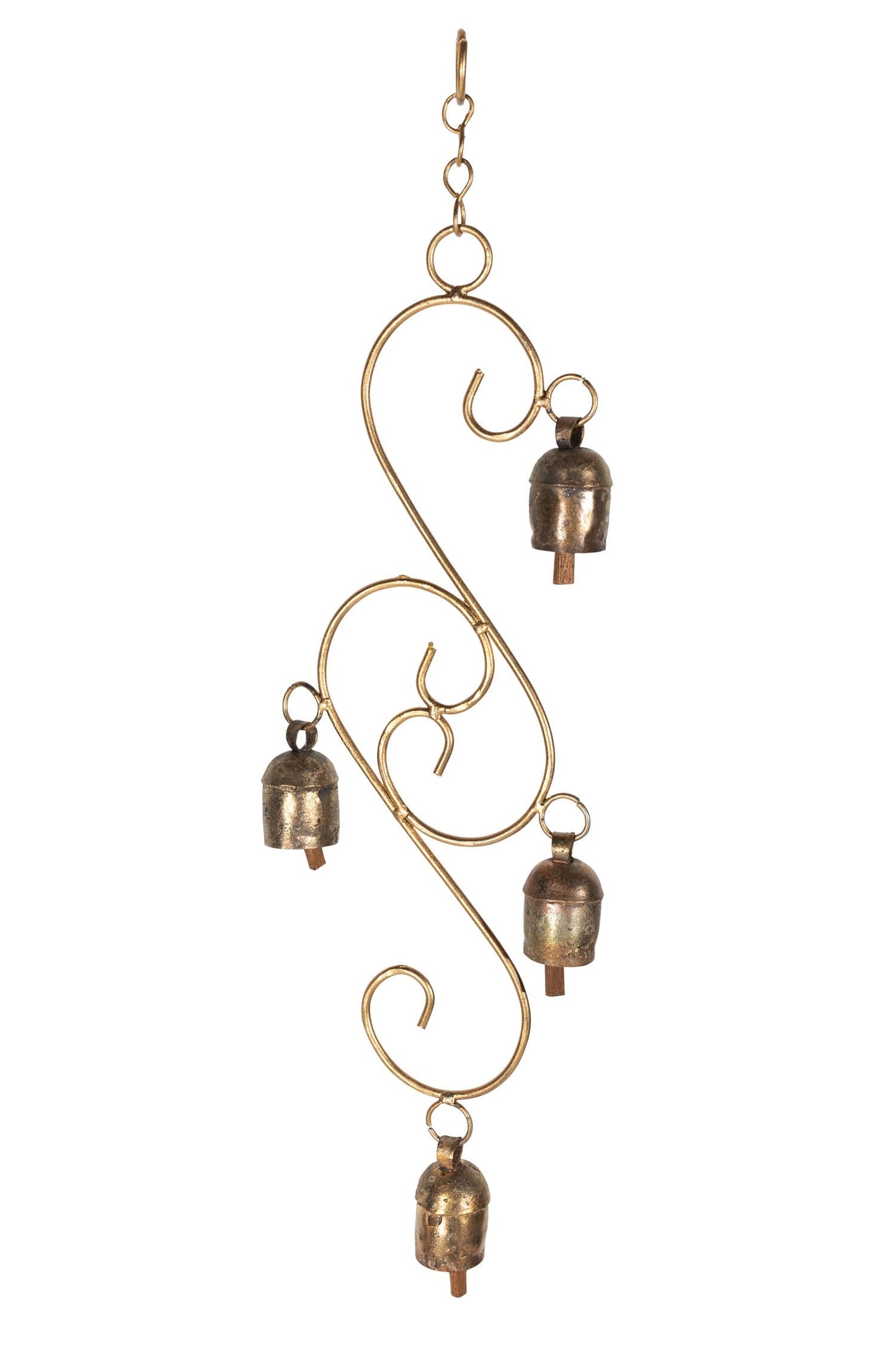 Chime double S 4 nana bells iron 14Lx4W gold color