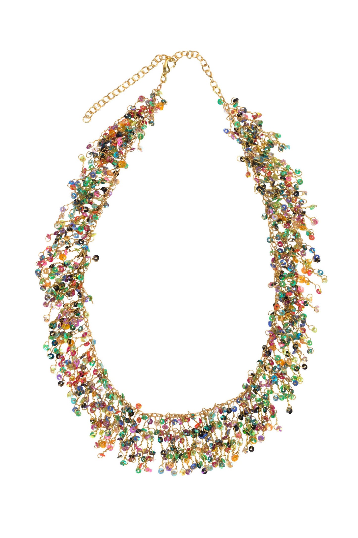 Necklace fringy sequins 16L multi