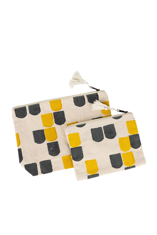 Bag drop in set/2 windows cttn 10W/7W crm/gry/yel