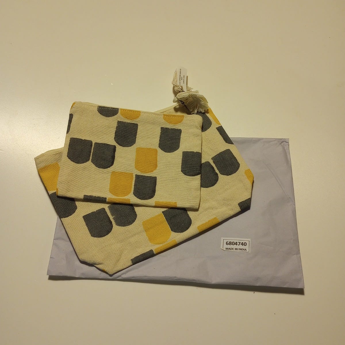 Bag drop in set/2 windows cttn 10W/7W crm/gry/yel