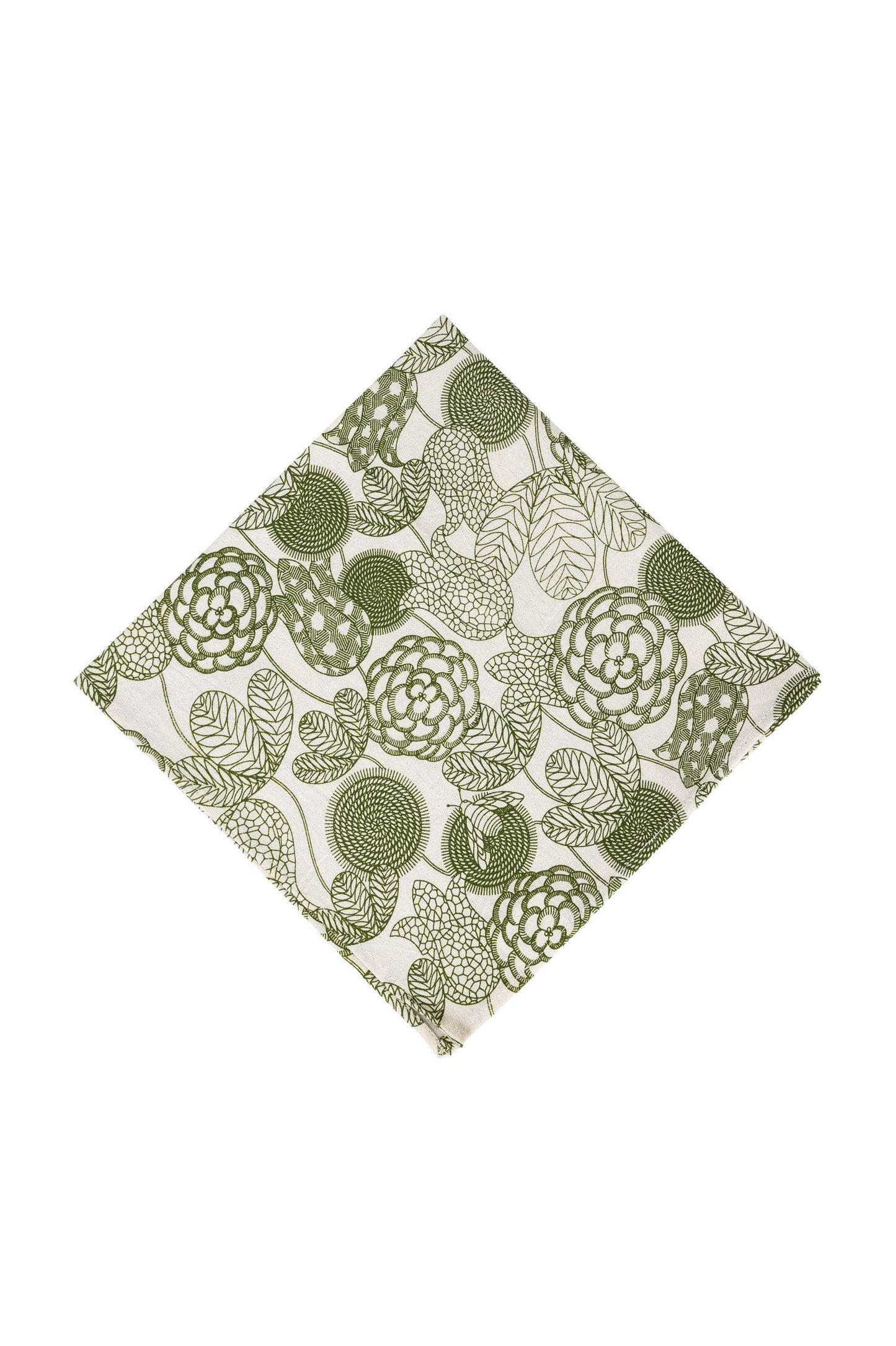 Napkin bountiful bee/flower M/4 cttn 20x20 crm/grn