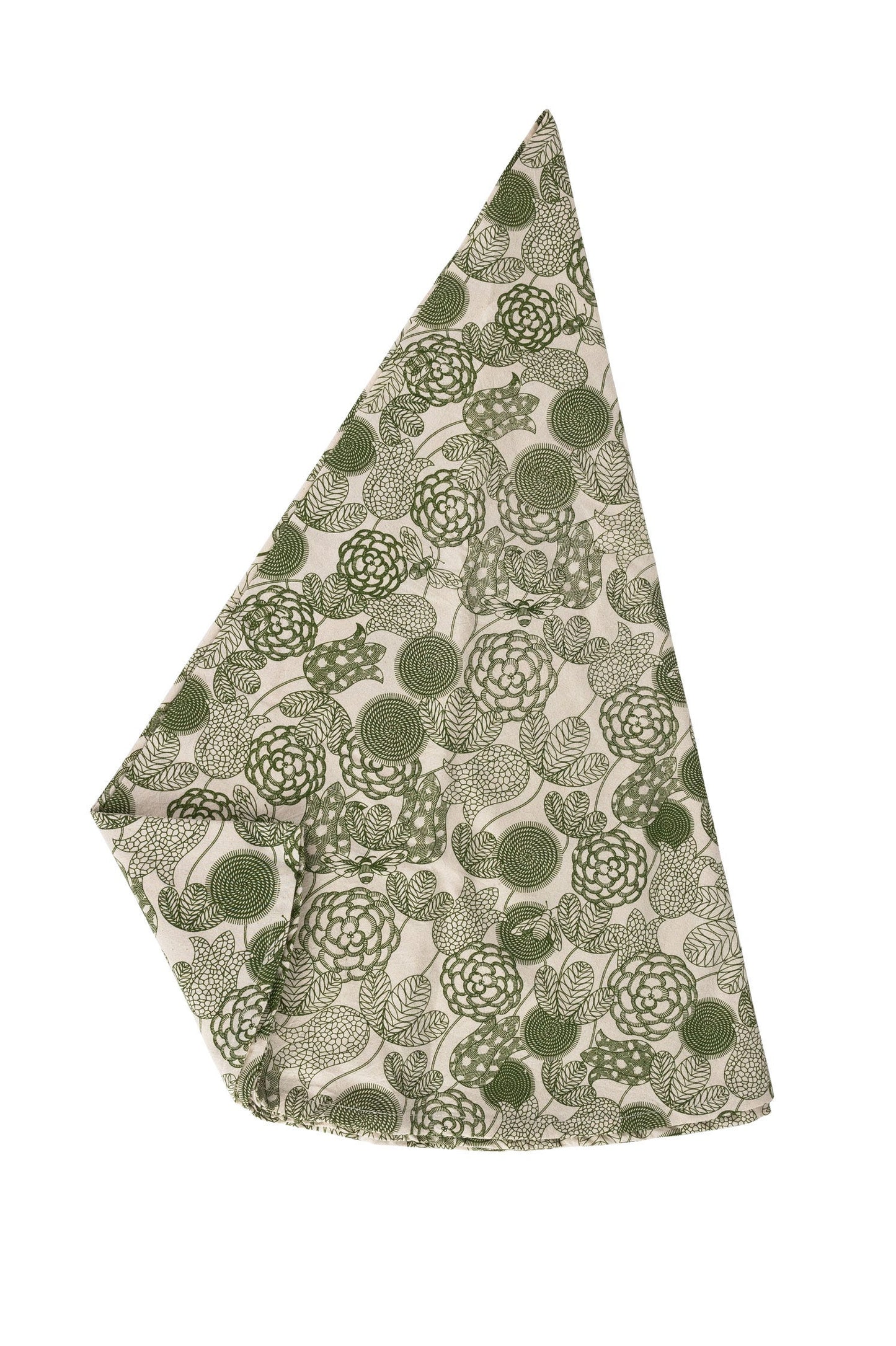 Tablecloth rnd bountiful bee/flwr cttn 60Dcrm/grn