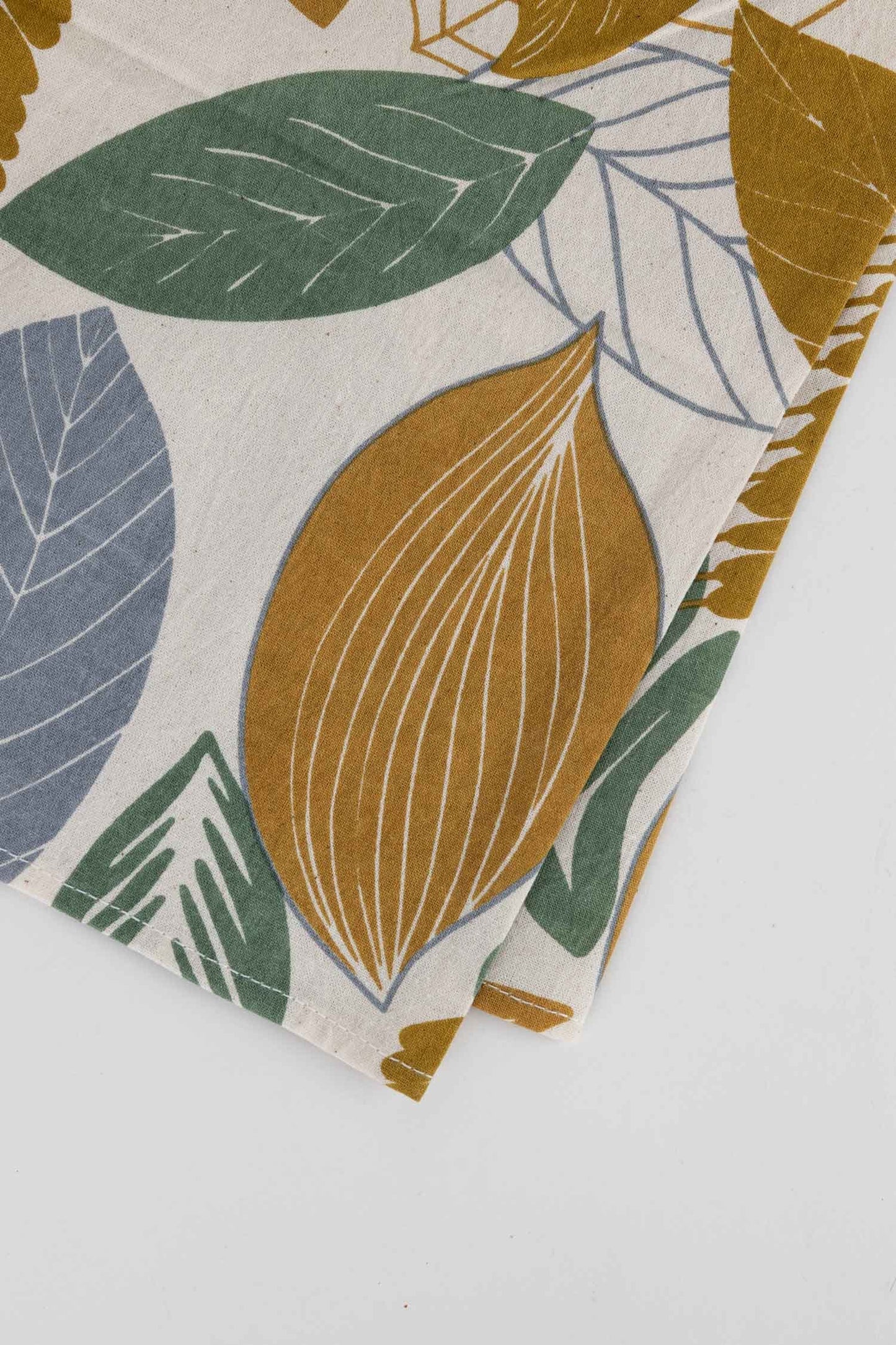 Napkin lg autumn leaves M/4 cttn 20sq crm/gld/grn