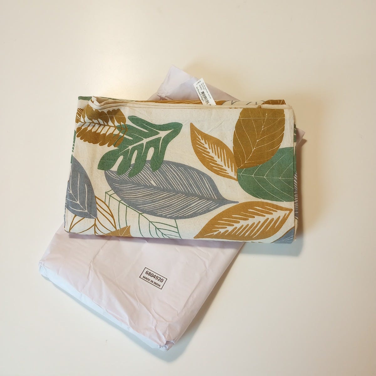 Napkin lg autumn leaves M/4 cttn 20sq crm/gld/grn
