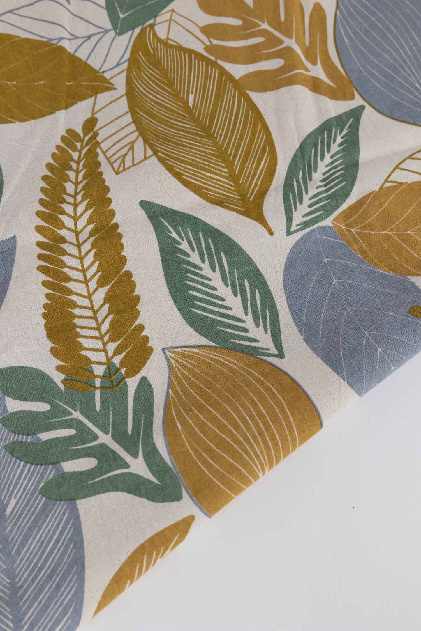 Tablecloth lg autumn leaves cttn 60D crm/gld/grn
