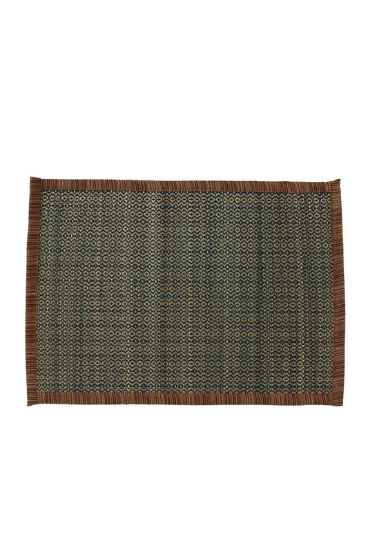 Placemat bound M/2 woven grass 20x14 brn/dk teal