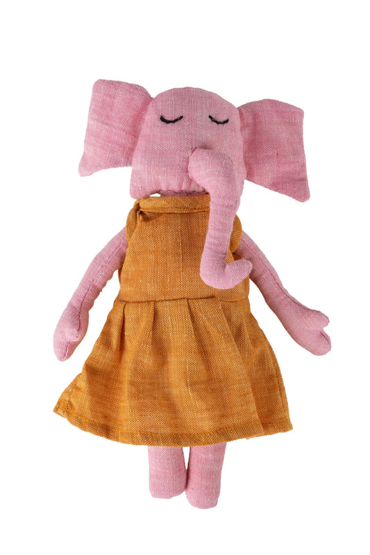 Elephant w/dress/adoption card cotton 7H pink/orng