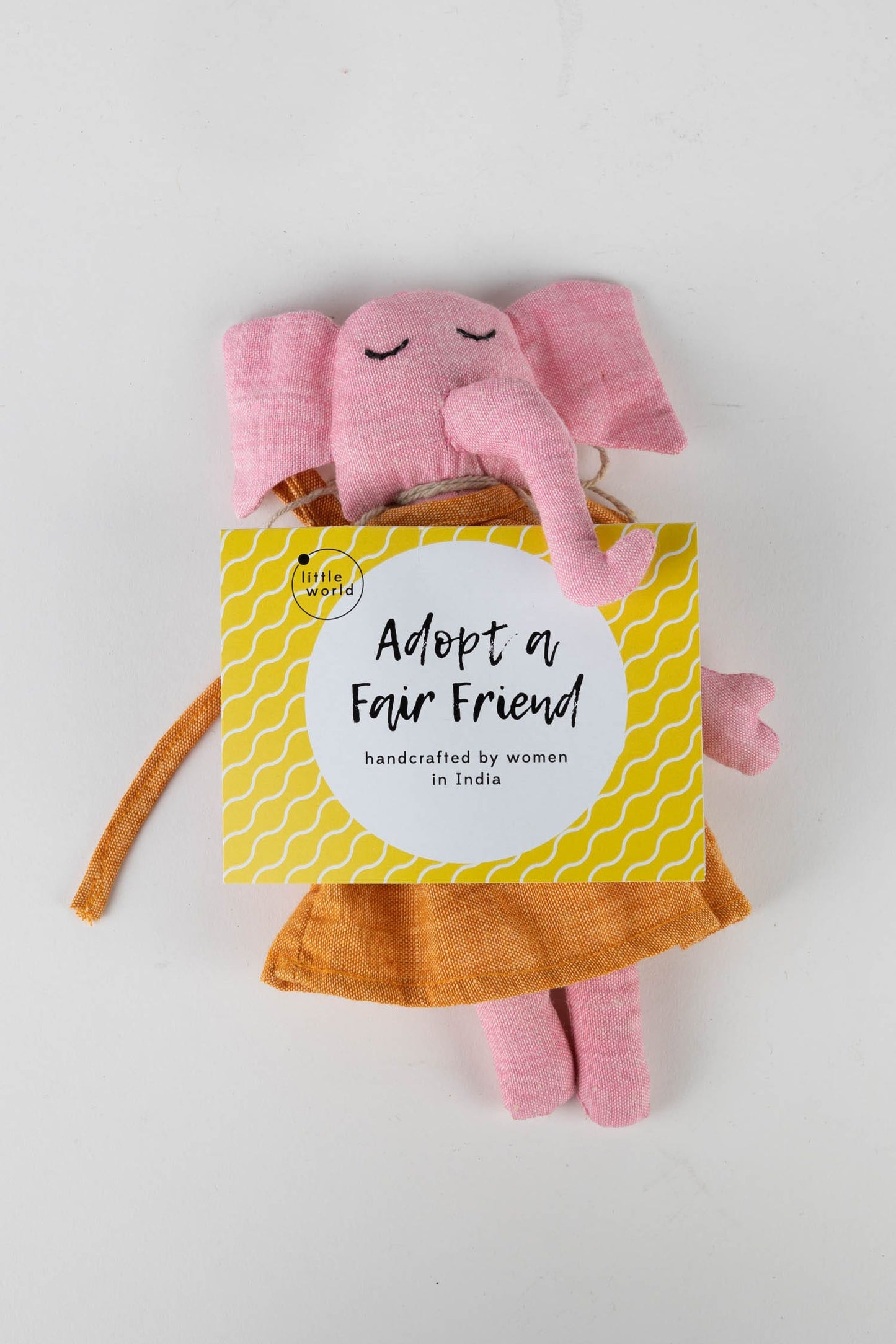 Elephant w/dress/adoption card cotton 7H pink/orng