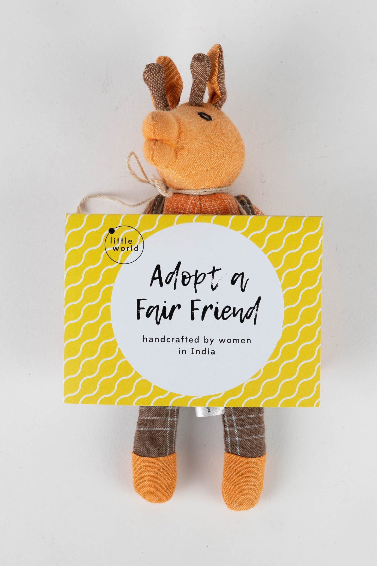 Giraffe w/adoption card stuffed cotton 7H orng/brn
