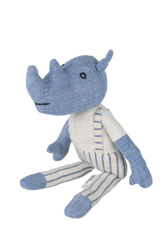 Rhino w/adoption card stuffed cotton 7H blue/white