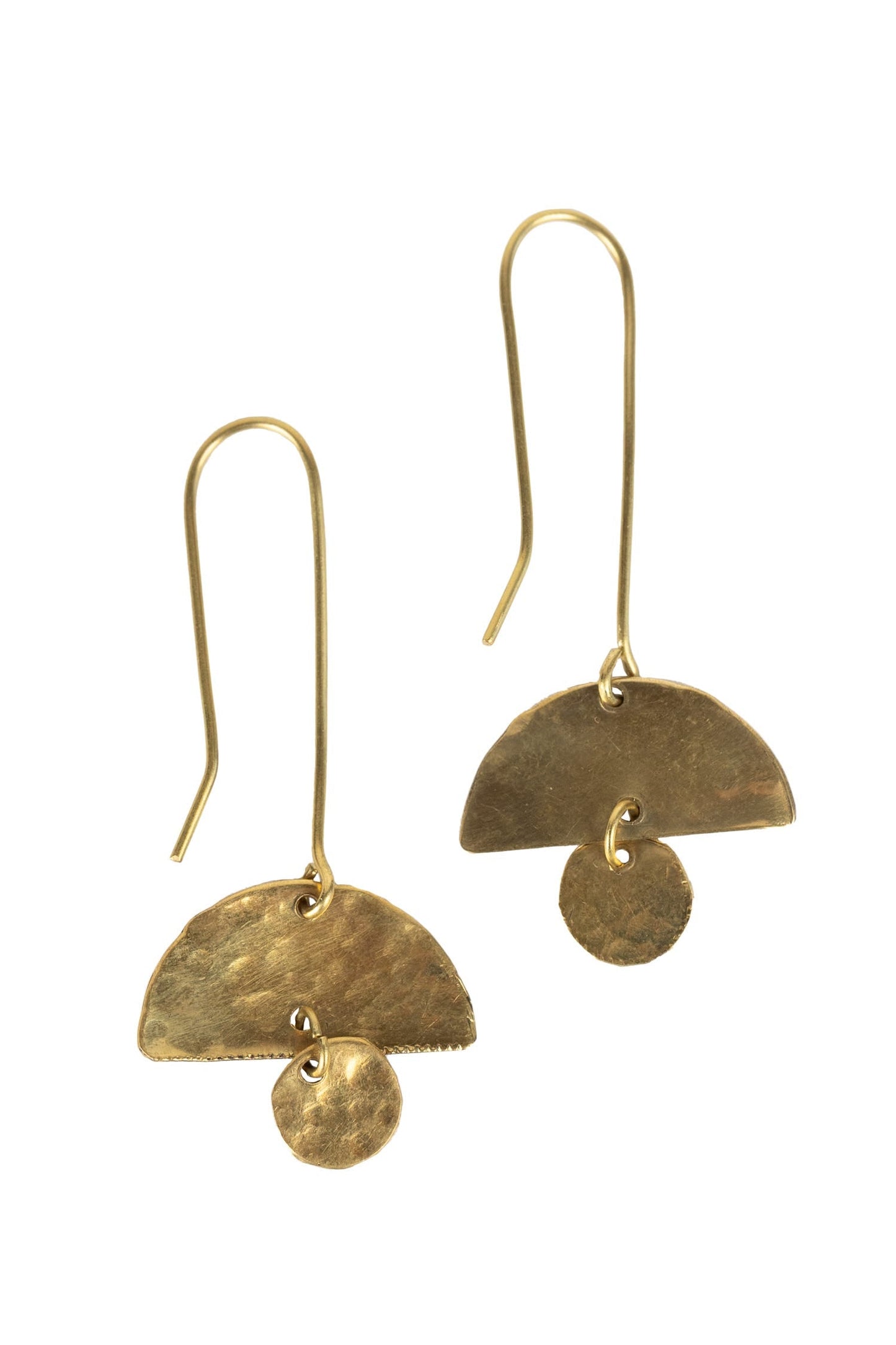 Earrings half moon/charm brass 2.25L brass