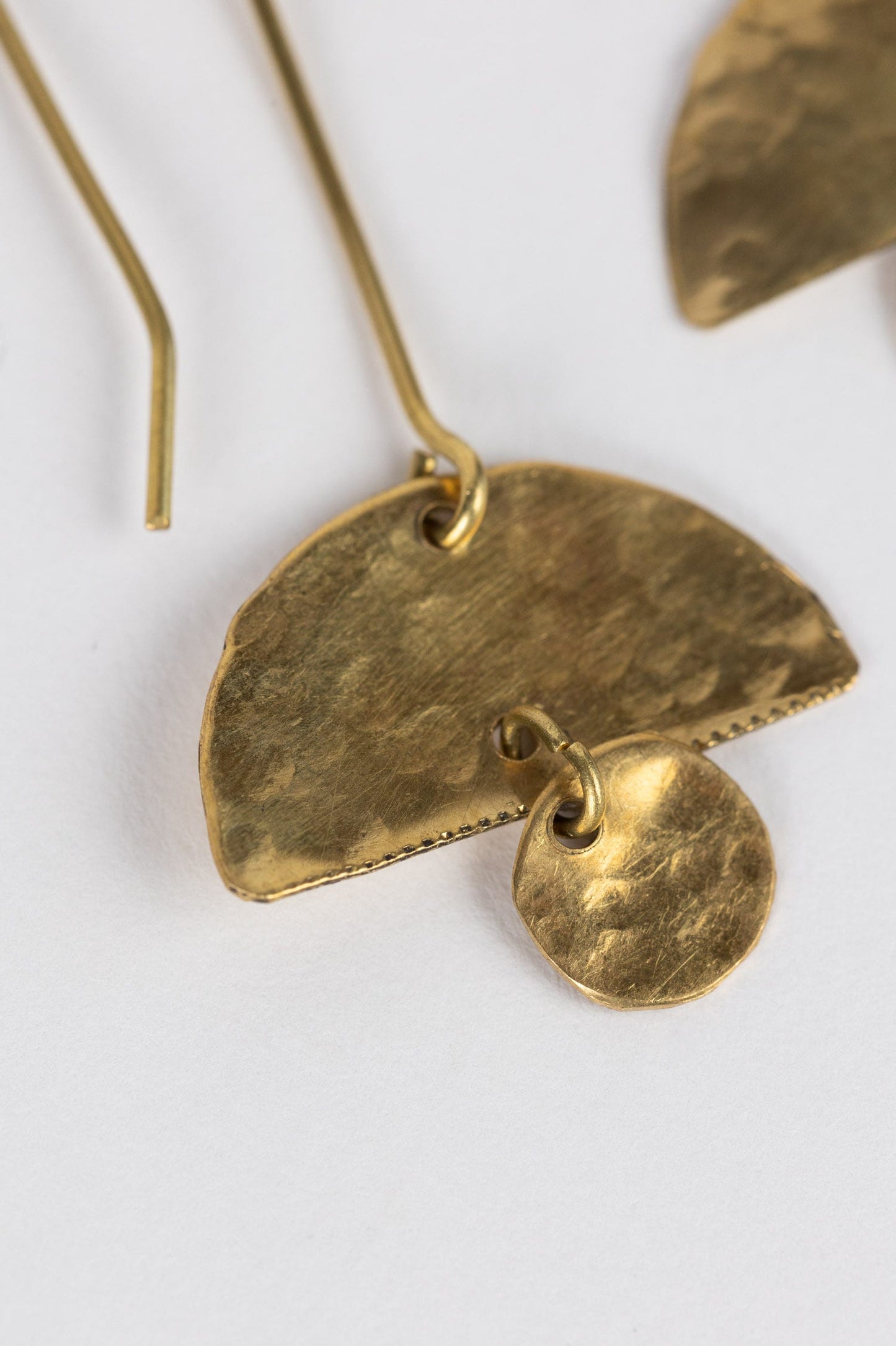 Earrings half moon/charm brass 2.25L brass