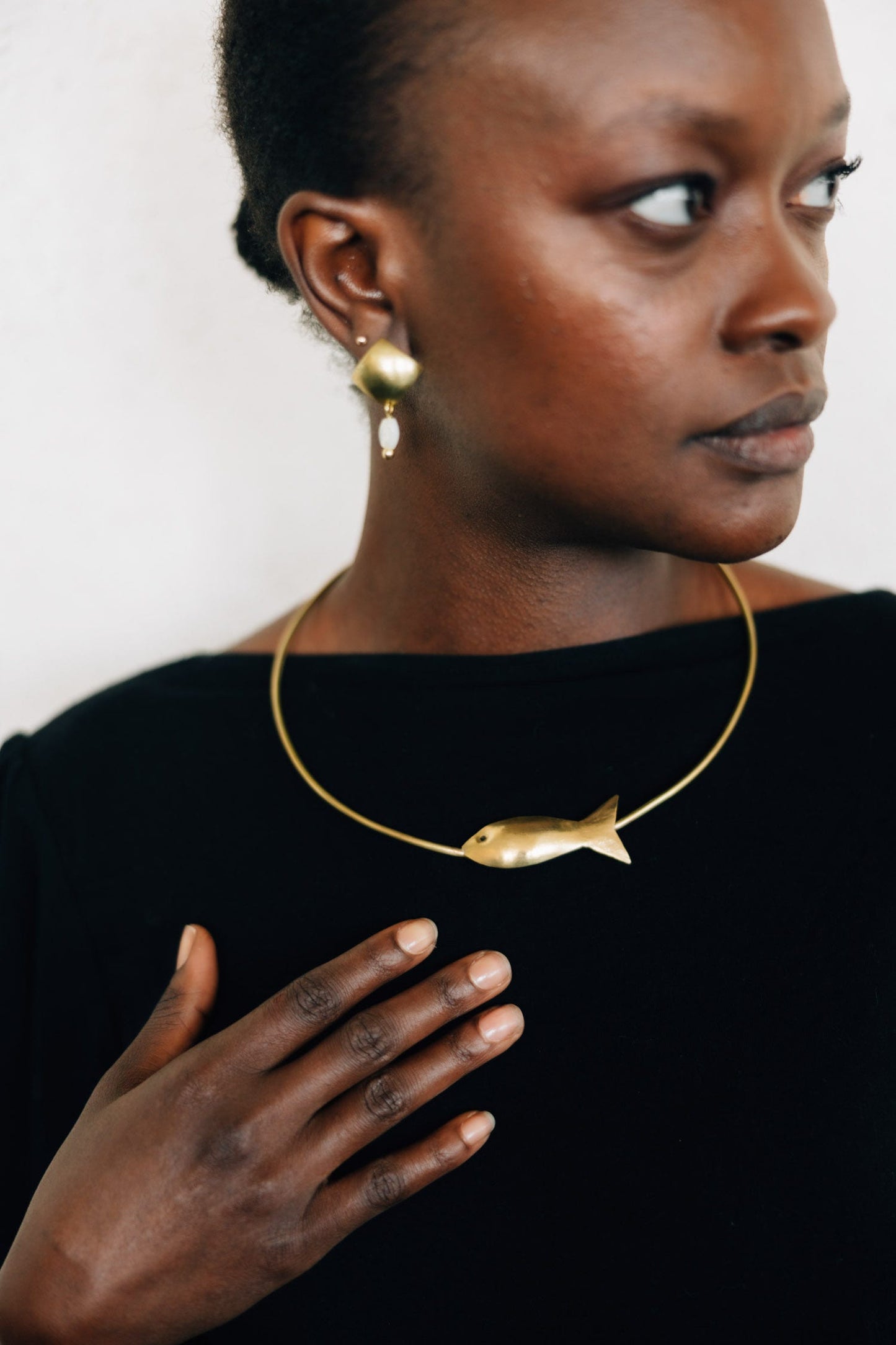 Necklace choker fish machali brass 6D brass